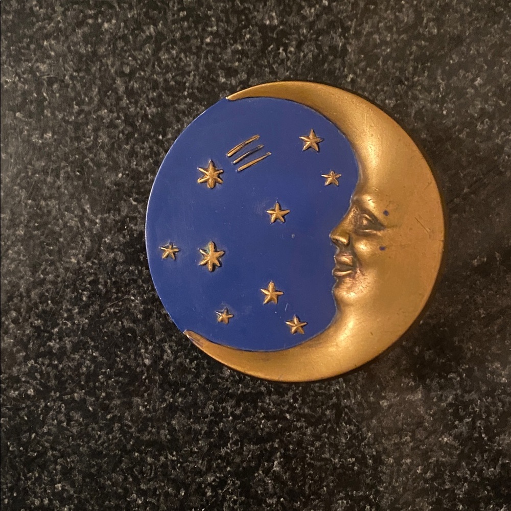 Vintage Celestial By Vandor Gold Moon Trinket Box From 1992